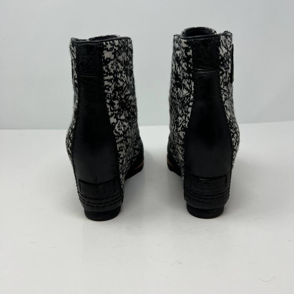 Sorel Boots Women's Size 7 Black White Hidden Wedge Ankle Booties Normcore - Picture 7 of 12